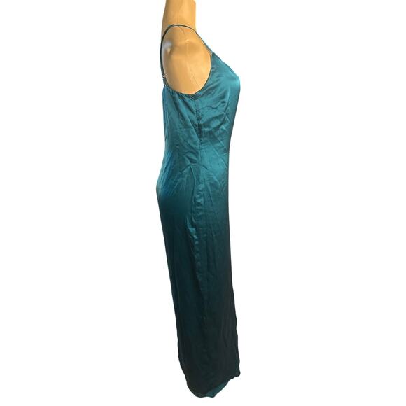 Women 6 Lurelly 100% Silk Wrap Tie Teal Green Maxi Dress Los Angeles Formal - Picture 6 of 7